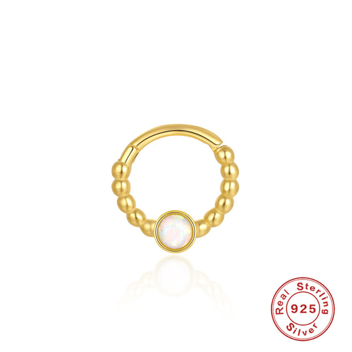 S925 Sterling Silver Geometric Triangle Inlaid Diamond Piercing Cartilage Ear Cuff Ear Bone Ring Korean and Japanese Fashion Trend Nose Ring Jewelry for Women
