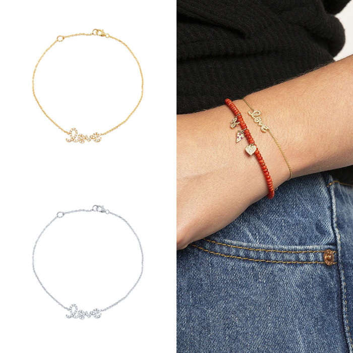 S925 Sterling Silver Creative Versatile Personality New Zircon LOVE Bracelet Hot Selling Stone-Encrusted Elegant Br...