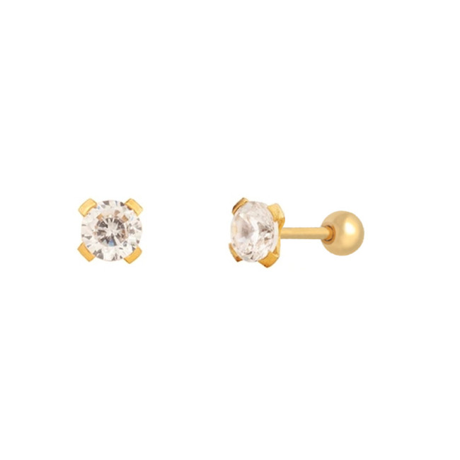 S925 Sterling Silver INS Style Single Diamond Geometric Inlaid Piercing Jewelry Threaded Earrings Elegant Ear Bone Studs European and American Hot Sale