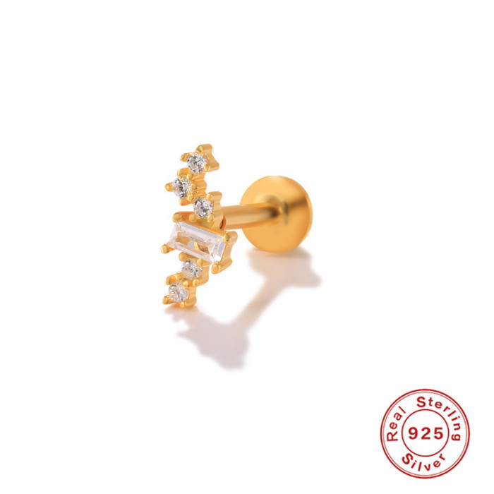 New S925 Sterling Silver Earrings 16G Flat Head Threaded Piercing Cartilage Studs European and American Hot Selling Personality INS Ear Bone Studs
