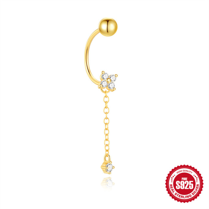 S925 Sterling Silver Star Moon Tassel Exquisite Layered Earrings for Women European and American Hot Selling Diamond-Encrusted Light Luxury Small Gold Ball Stud Earrings