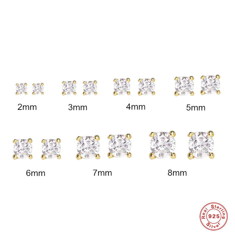 European and American Hot-Selling S925 Sterling Silver Simple Mini Single Diamond Classic Women's Earrings Japanese and Korean Personality INS High-End Earrings