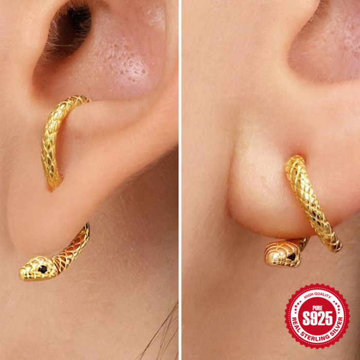925 Sterling Silver Creative Fun Little Snake Adjustable Stud Earrings European and American Hot Selling Trendy INS Earrings In Stock Wholesale