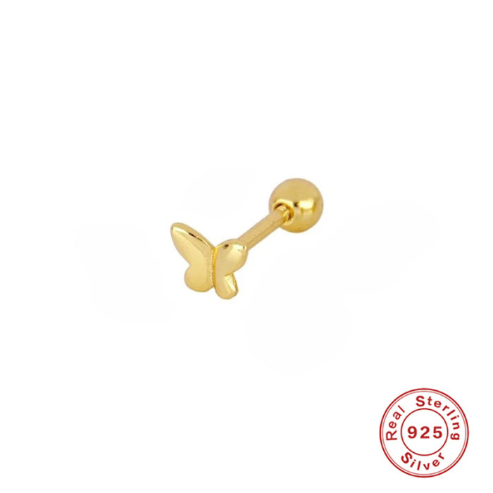 S925 Sterling Silver Mini Diamond-Studded Threaded Piercing Ear Bone Studs Piercing Earrings European and American Best-Selling Personality INS Style Earrings