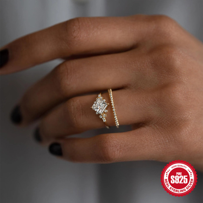 S925 Sterling Silver Single Row Diamond Inlaid Niche High-end Ring Korean Style Internet Celebrity Elegant Light Luxury Design Index Finger Ring