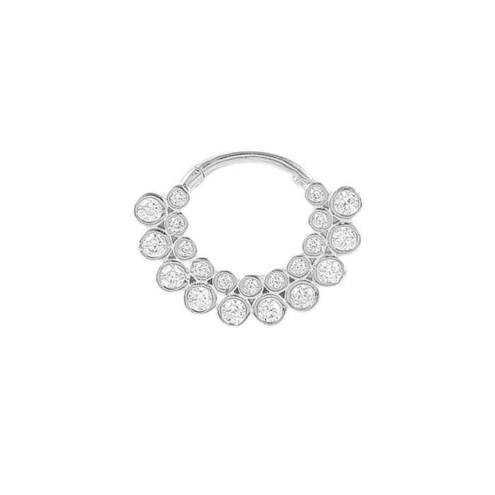 S925 Sterling Silver Double Row Diamond-Studded Round Nose Ring Piercing Cartilage Earrings Cross-Border Bestselling Trendy INS Style Ear Bone Studs