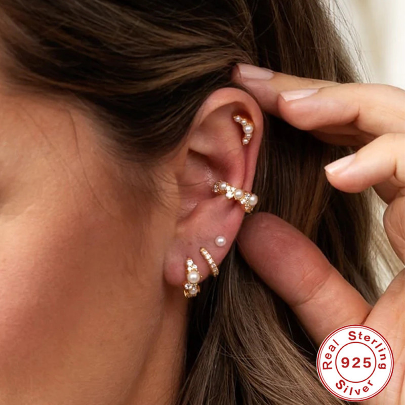 New S925 Sterling Silver Vintage Pearl Stud Earrings Korean and Japanese Niche High-end INS Style Earrings