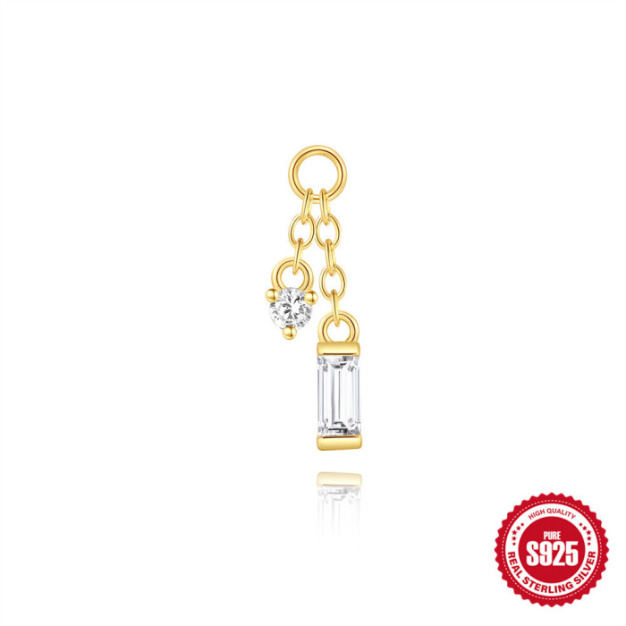 S925 Sterling Silver Inlaid Diamond Opal Bead Earrings Earring Accessories Earrings Charm Bead Pendant Ear Jewelry