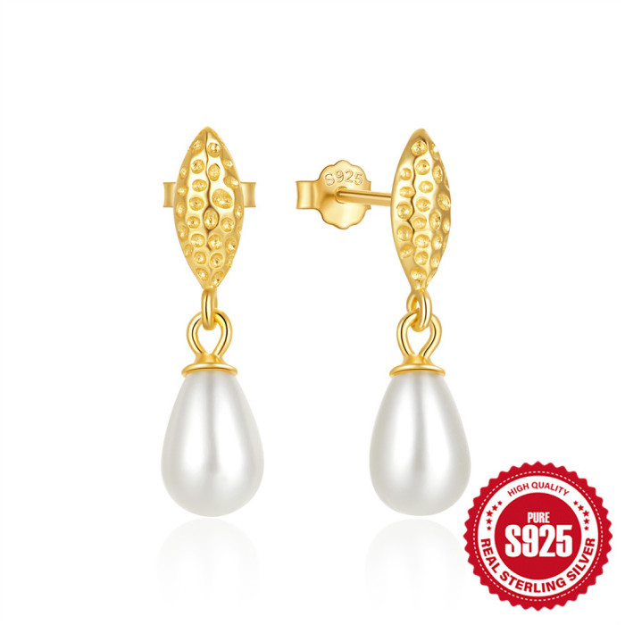 New 925 Sterling Silver Irregular Vintage Pearl Earrings Studs European and American Hot-Selling Elegant Niche Design Earrings