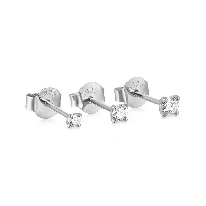 S925 Sterling Silver Earrings European and American Fashion Personality Ins Style Four-Prong Moissanite Inlaid Diamond Earrings Sterling Silver Ear Jewelry Piercing