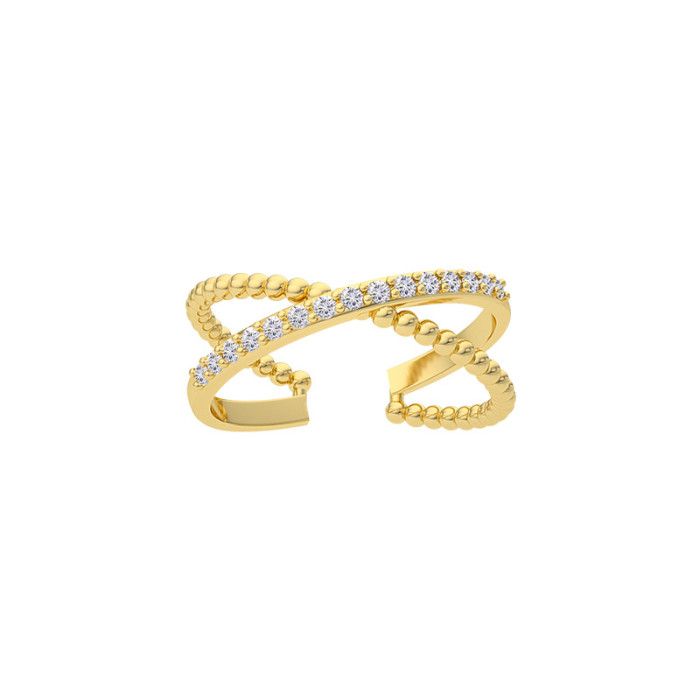 S925 Sterling Silver Cross Stone-Inlaid Open Ring Hot Selling Creative Versatile Women's Ring Ins Style