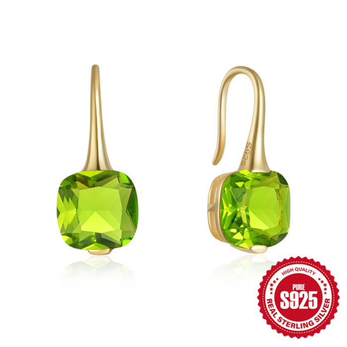 S925 Sterling Silver Fashion Luxury Temperament Colorful Stone Inlaid Diamond Ear Hook Earrings European and American Hot Selling Super Sparkling Zircon Earrings In Stock