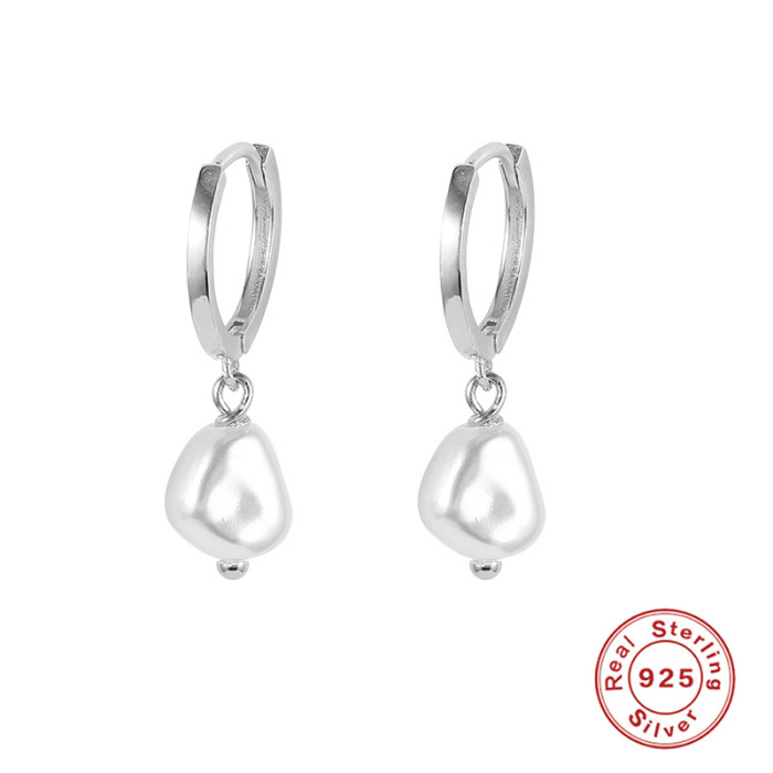 S925 Sterling Silver INS Style Irregular Baroque Pearl Earrings Ear Clips Bestselling Elegant Classic Earrings