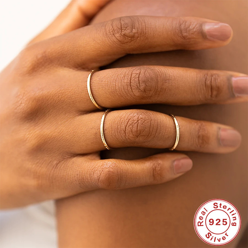 S925 Sterling Silver INS Minimalist Plain Open Ring Korean and Japanese Style Elegant Niche High-end Daily Wear Ring for Women