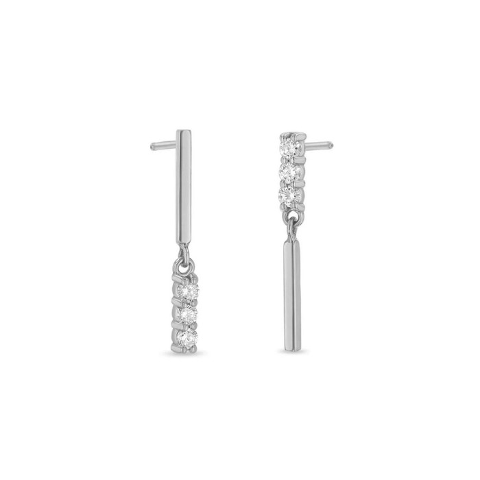 S925 Sterling Silver Earrings Ins Style Simple Zircon Stud Earrings European and American Fashion New Trendy Internet Celebrity Temperament Silver Needle