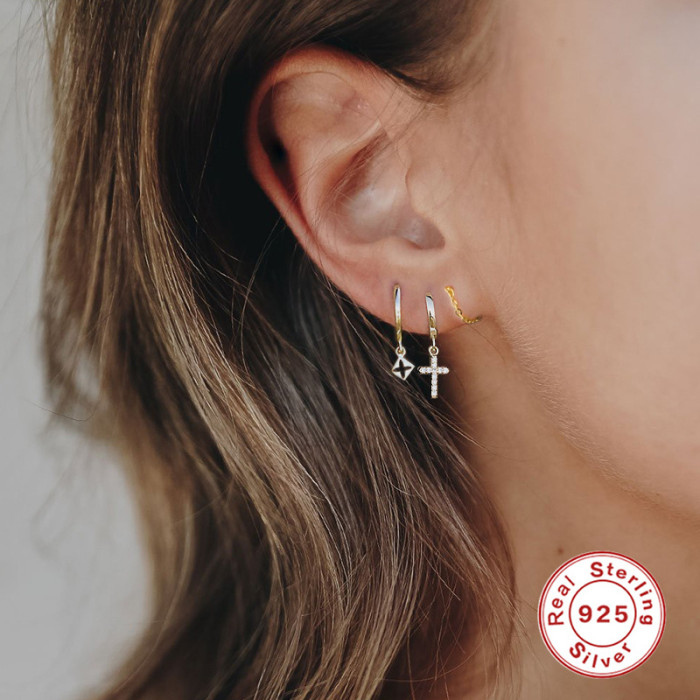 S925 Sterling Silver Earrings Minimalist Chain Back Hanging Ear Line European and American Hot Selling Ins Style Creative Fashionable Elegant Earrings