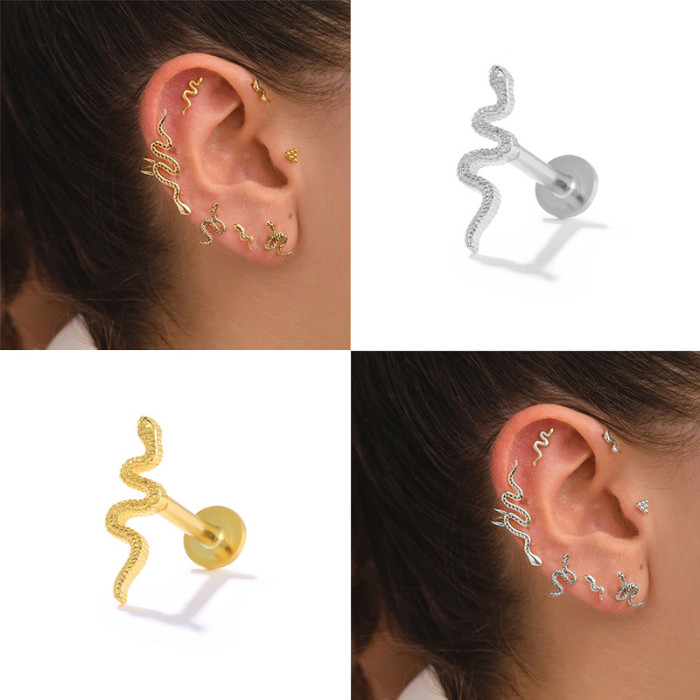 New S925 Sterling Silver Flat Head Threaded Body Piercing Stud Earrings Nose Stud European and American Hot Selling Trendy INS Piercing Jewelry