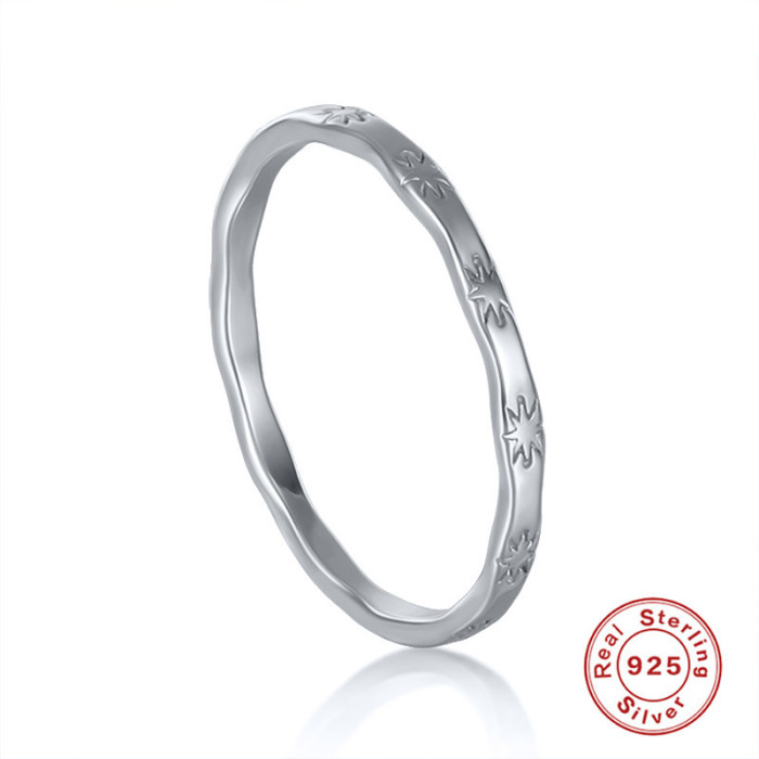 Japanese and Korean Design Ins925 Sterling Silver Exquisite Ring Creative Simple Internet Celebrity Trendy Small Sun Retro Ring