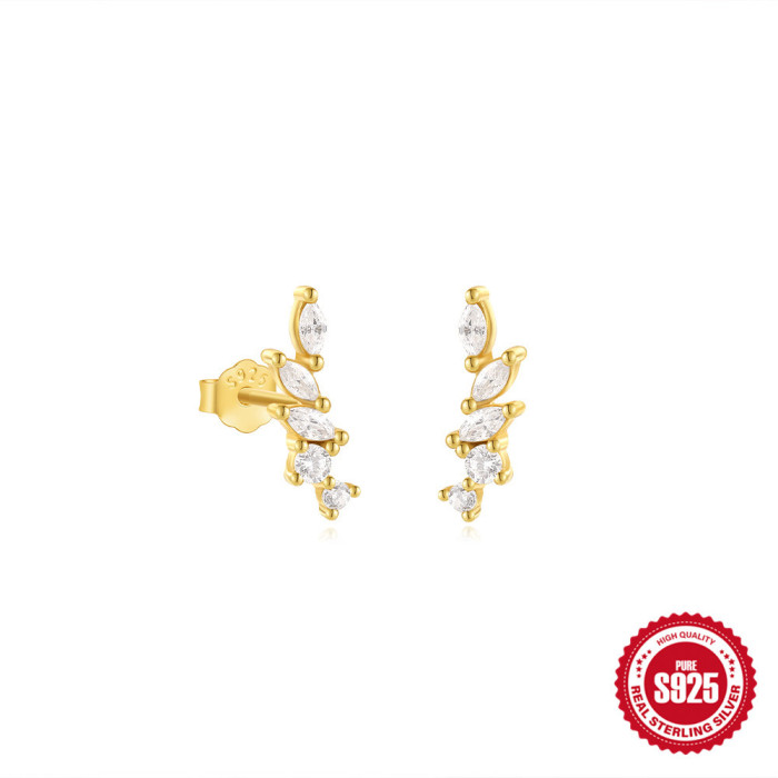 S925 Sterling Silver Creative Colorful Inlaid Diamond Butterfly Fish Earrings European and American Hot-Selling Niche Design Earrings for Women
