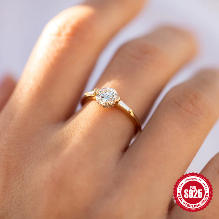 925 Sterling Silver Stone-Encrusted Women's Wedding Engagement Ring Wedding Rings French Style Index Finger Ring