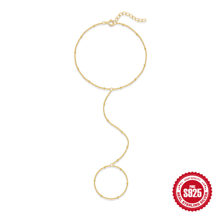 S925 Sterling Silver Minimalist Small Gold Bead Toe Chain Anklet Korean Style Internet Celebrity Niche Design INS Personality Foot Jewelry