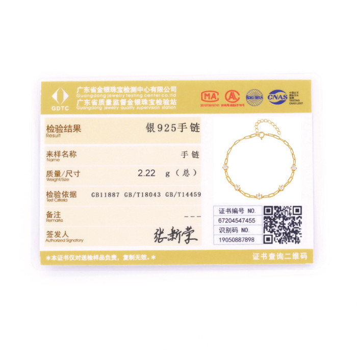 S925 Sterling Silver Fashion Versatile Paperclip Diamond Bracelet European and American Trendy Personality Simple Creative Bracelet Jewelry