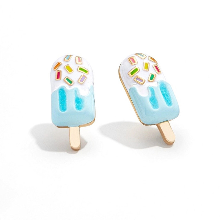 S925 Sterling Silver Creative Ice Cream Oil Drop Earrings Fashion Versatile Ins Style Enamel Ice Cream Earrings