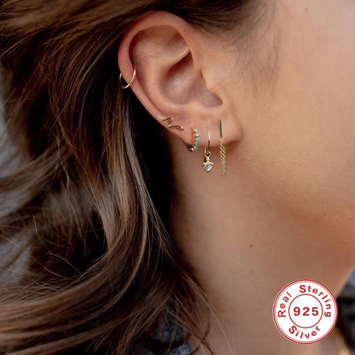 S925 Sterling Silver Minimalist Bar Chain Back Hanging Earrings Ear Thread AliExpress Hot Sale Simple Fashion Earrings for Women