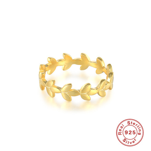 S925 Sterling Silver Personality Smooth Leaf Women's Ring European and American Hot Selling Temperament INS Minimalist Style Index Finger Ring