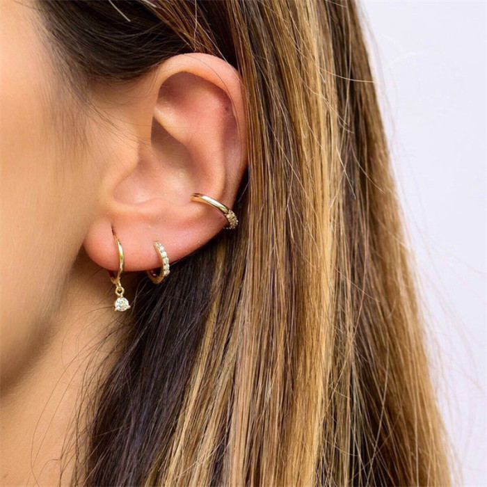 S925 Sterling Silver Eight Hearts Eight Arrows Zircon Earrings Hot Selling Creative Style INS Style Inlaid with Color...