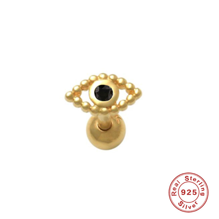 S925 Sterling Silver Bohemian Tassel Eye Piercing Jewelry European and American Threaded Earrings Elegant Ear Bone Stud Earrings for Women