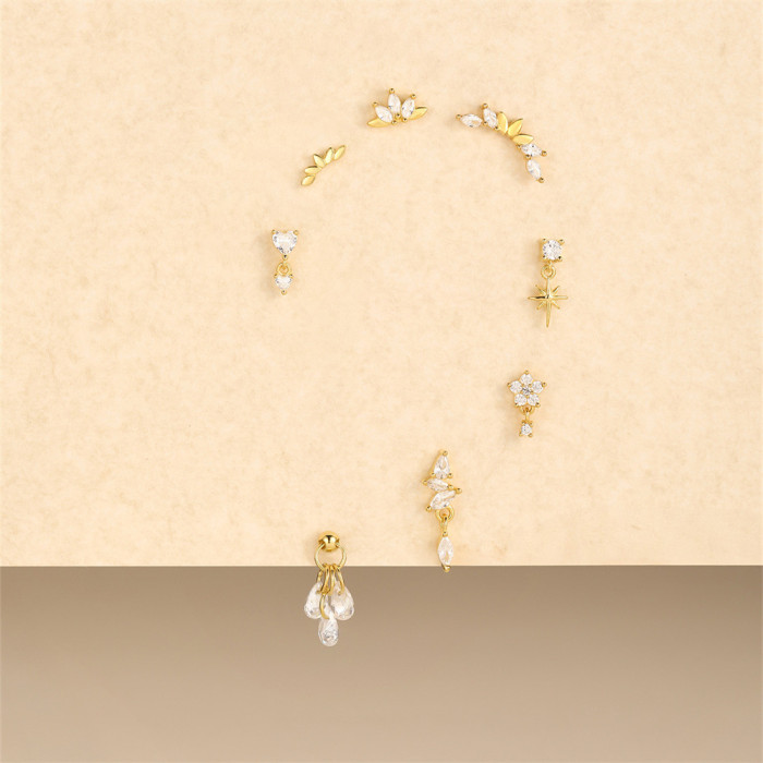 S925 Sterling Silver Geometric Diamond-Studded Soft Bone Flat Head Spiral Piercing Earrings European and American Hot Selling Multi-Size Versatile Ear Bone Studs