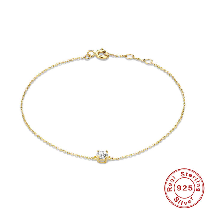 S925 Sterling Silver Creative Single Diamond Heart Bracelet for Women Korean Style Elegant Personality Niche Design Inlaid Diamond Bracelet Accessory