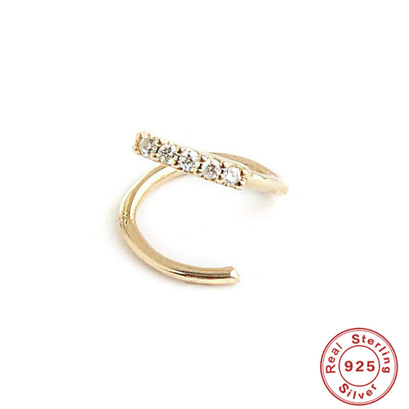 S925 Sterling Silver Rotating Single Row Zircon Non-Pierced Ear Clip Ear Thread European and American Cross-Border Hot Selling INS Minimalist Style Earrings