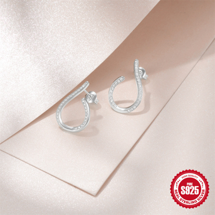 New 925 Sterling Silver Personality Wave Hoop Earrings Fashion Hot Selling Ins Style Irregular Diamond Earrings