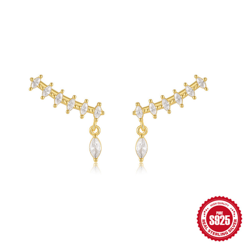 S925 Sterling Silver Personalized Diamond-Studded Water Drop Pendant Earrings European and American Hot-Selling Creative Style Elegant Earrings for Women