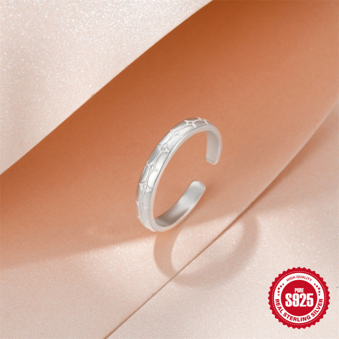 S925 Sterling Silver Classic Four-Pointed Star Ring Korean Version Niche High-End Open Index Finger Ring Light Luxury...