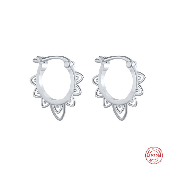 S925 Sterling Silver Personalized Hollow Pattern Earrings Hot Selling Creative Fashion Simple Ins Style Women's Earrings