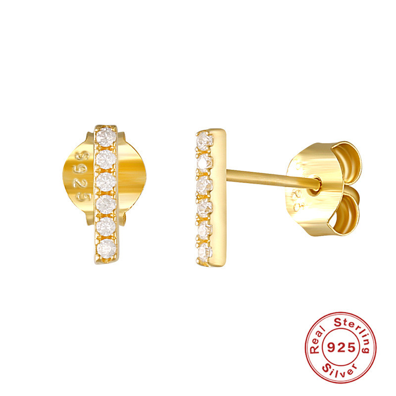 S925 Sterling Silver Single Row Round Bead Earrings Export Hot Selling Fashion Simple Single Row Round Bead Micro Inlaid Diamond Earrings Women's Ear Jewelry
