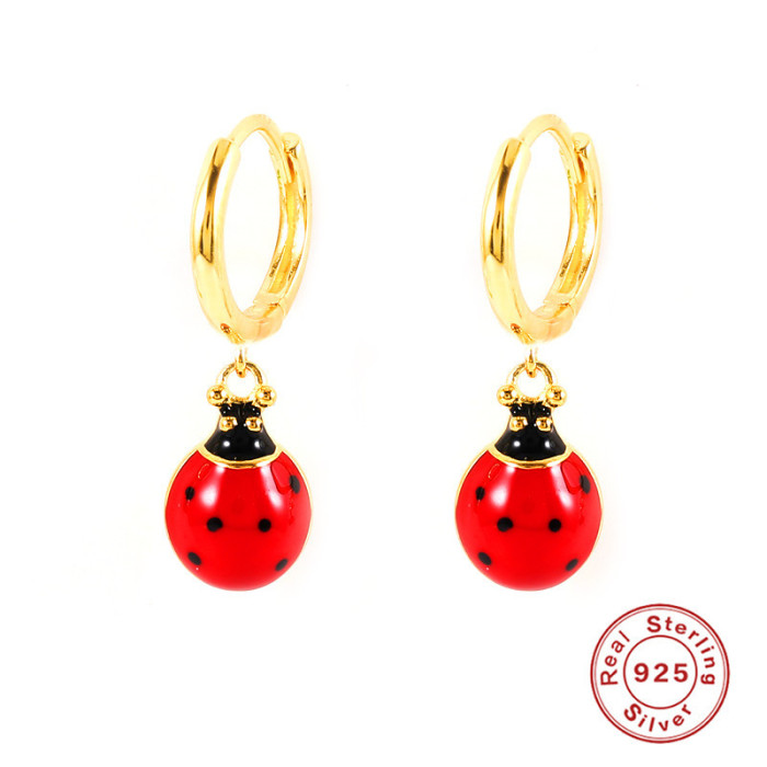 S925 Sterling Silver Fruit Pendant Oil Drop Earrings Hoop Earrings European and American Hot Selling Fashion Simple Creative Earrings Jewelry