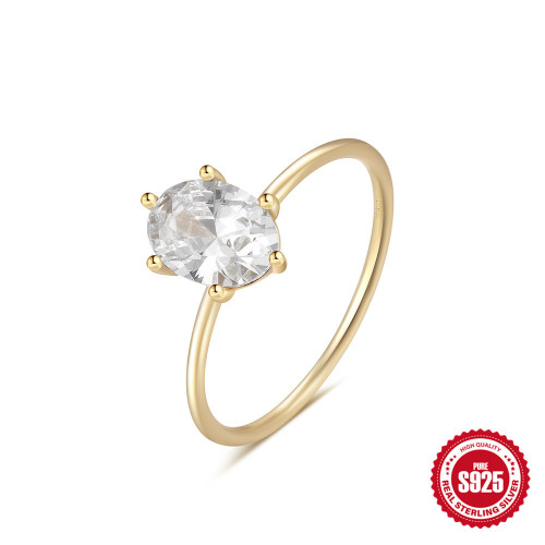 S925 Sterling Silver Classic Diamond-Encrusted Wedding Women's Ring Korean Version Light Luxury High-End Feel Ring Wedding Engagement Jewelry Ring