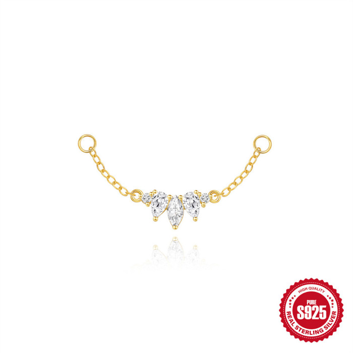 S925 Sterling Silver Water Drop Diamond Tassel Earrings European and American Hot Selling Eight-Pointed Star Elegant Chain Earrings Accessories