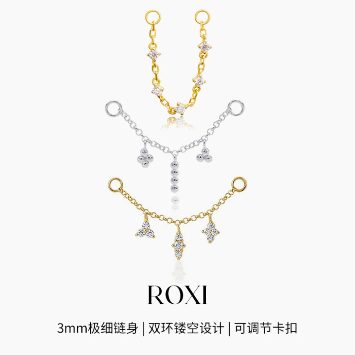 S925 Sterling Silver Pendant Cartilage Chain Piercing Matching Ear Thread Earrings Earring Accessories Hot Selling Ch...