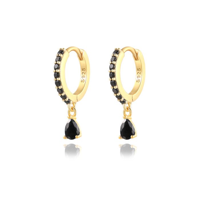 ROXI Luxury High-End Diamond-Studded Colorful Water Drop Hoop Earrings European and American Hot-Selling Ins Style Brass Earrings Jewelry