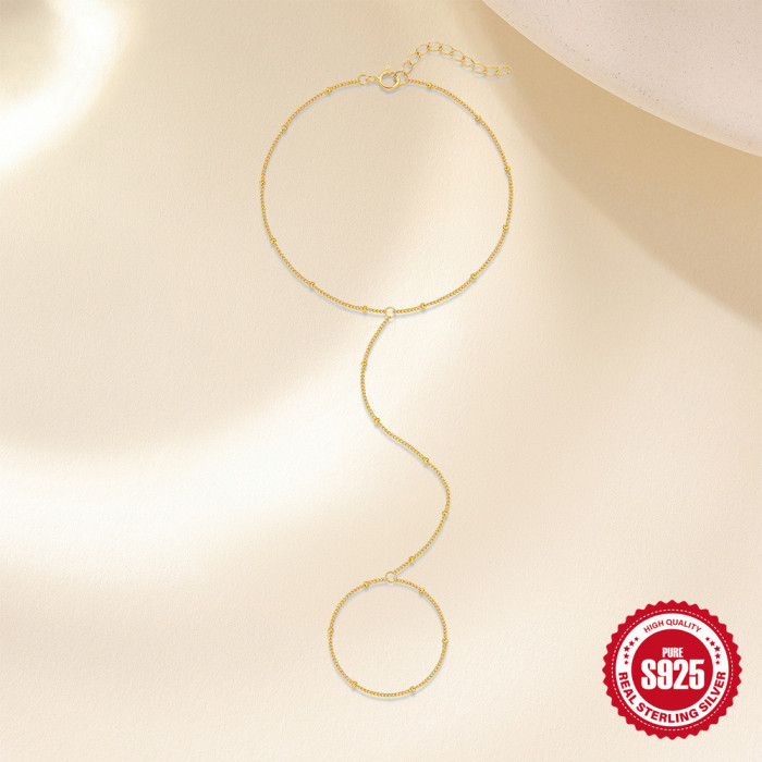 S925 Sterling Silver Minimalist Small Gold Bead Toe Chain Anklet Korean Style Internet Celebrity Niche Design INS Personality Foot Jewelry