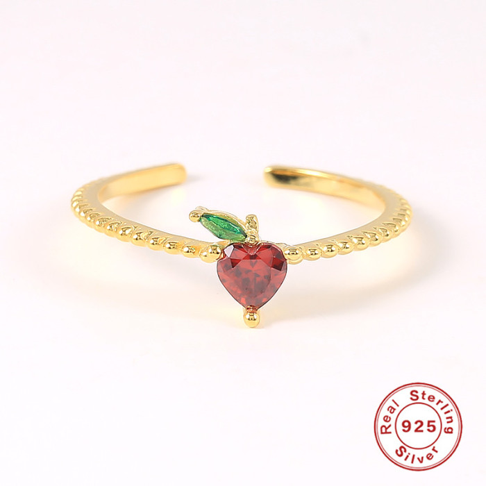 S925 Sterling Silver Mini Small Stone Fruit Ring Hot Selling Fashion Creative INS Personalized Ring