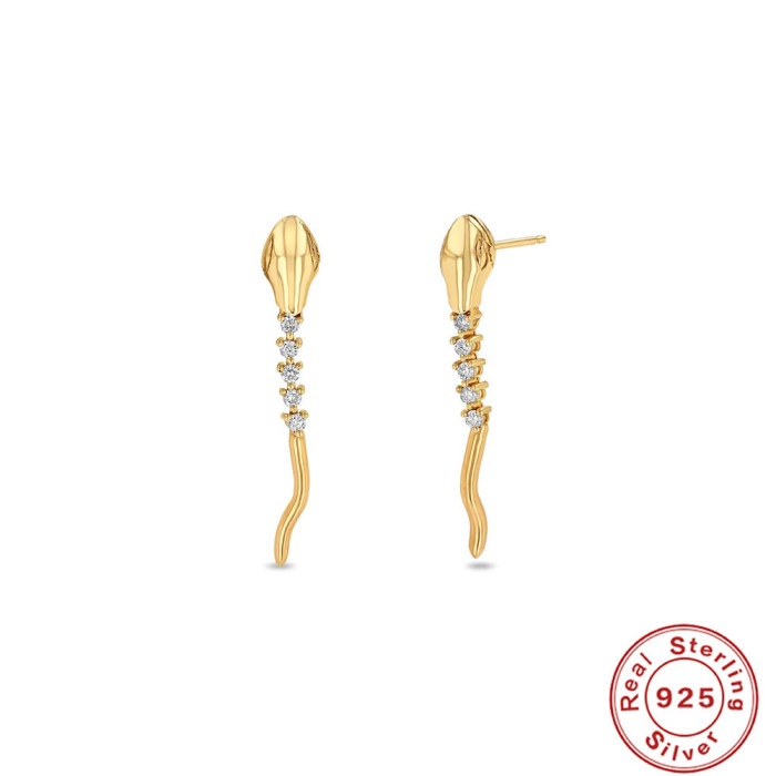 S925 Sterling Silver Fun Cobra Earrings Stud Earrings European and American Hot Selling Fashion Ins Style Simple Personality Versatile Earrings