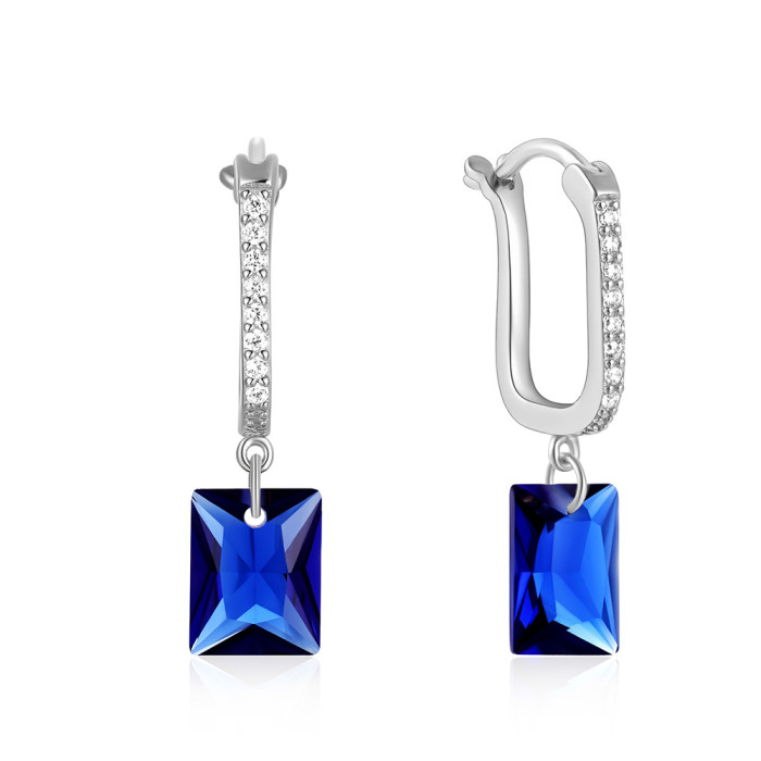 S925 Sterling Silver U-Shaped Colorful Diamond Ear Cuff Daily Ear Hoop for Women European and American Fashion Light Luxury Ins Style Earrings High-End Feel Earrings