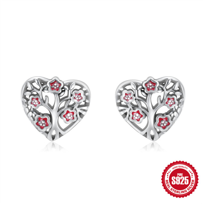 S925 Sterling Silver Heart Five-Pointed Star Butterfly Inlaid Diamond Moonstone Earrings European and American Fashion Retro Footprint Ear Jewelry