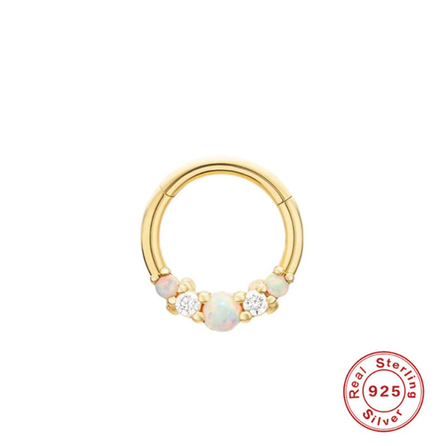 S925 Sterling Silver Opal Inlaid Diamond Cartilage Piercing Jewelry Mini Small Earrings Nose Ring Hot Selling on AliExpress INS Ear Hoop